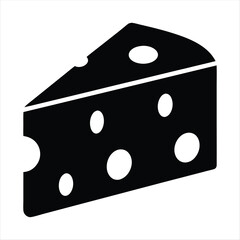 Black and White Cheese Wedge Illustration Showing Swiss Cheese Characteristics