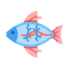 Flat vector illustration of fish anatomy on black background