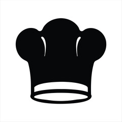 Black and white graphic illustration of a chef's hat on white