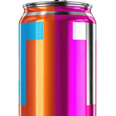  Can of Soda with Metallic Finish on Transparent Background