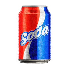  Can of Soda with Metallic Finish on Transparent Background