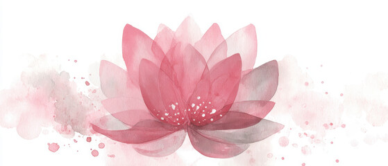Fototapeta premium Pale pink lotus design with watercolor effect, creating serene and abstract look