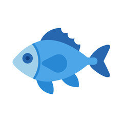 Flat design blue fish illustration on black background