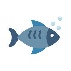 Fototapeta premium Cartoon Fish Illustration with Bubbles on Black Background