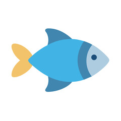 Simple Flat Design Illustration of Fish on Black Background