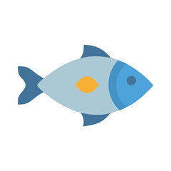 Stylized flat vector illustration of a blue fish icon