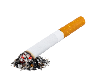  Cigarette with Glowing Ember and Fading Ash, isolated on a transparent background.