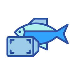Stylized fish with ice cube icon flat design