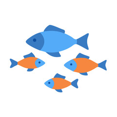 Stylized fish swimming illustration against dark background