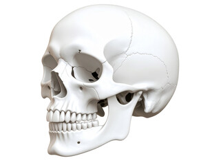 Clean Human Skull Model for Artistic or Academic Use, isolated on a transparent background.