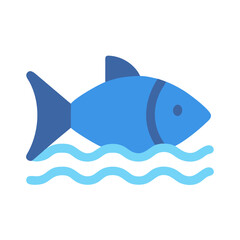 Blue fish swimming in water flat design illustration