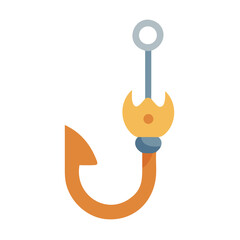 Isolated fishing hook with ring on a black background