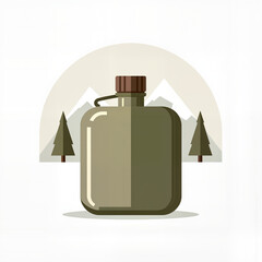 Obraz premium Ranger canteen with forest and pine trees — flat style icon