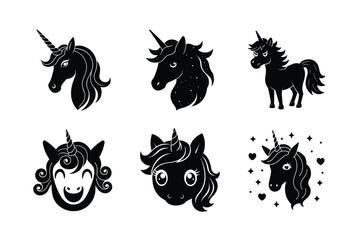 Whimsical Unicorn Vector Set – Fantasy Silhouettes