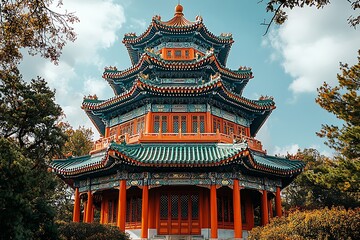 Naklejka premium Ancient imperial architecture intricate design high resolution photo