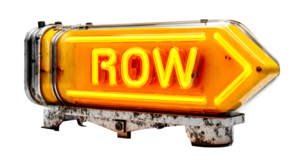 A glowing neon arrow icon in vibrant orange, pointing forward to signify progress, placed on white --ar 16:9 --v 7.0 --s 750