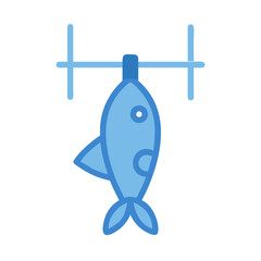 Icon graphic of a fish hanging on rack