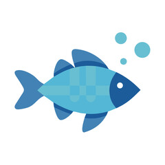Minimalist blue fish illustration on black background