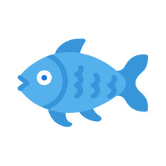Blue Fish Cartoon Isolated on Black Background, Illustration