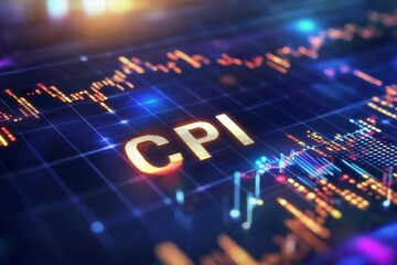 Visual representation of inflation trends through a stock chart with CPI label.