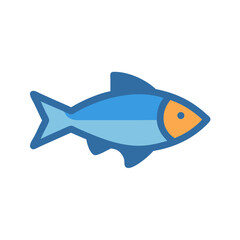 Stylized Blue Fish Icon on Black Background
