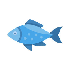 Illustration of a cute blue fish on black background