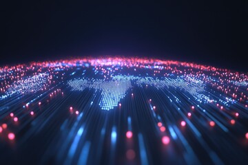 Global data flow, digital world map
