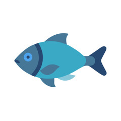 Stylized blue fish illustration on black background