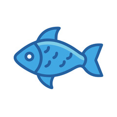 Simple blue fish illustration on black background graphic