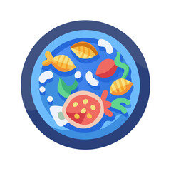 Bowl of colorful ingredients in flat vector art