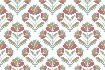 flower pattern seamless, silhouette of hibiscus flowers, hand drawn botanical. 
