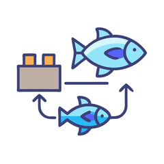 Fish farming and sustainability graphic concept illustration