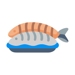 Stylized Illustration of Prepared Fish on a Plate