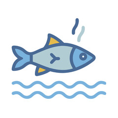 Stylized fish above waves vector illustration design