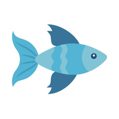 Simple blue fish vector graphic on black background