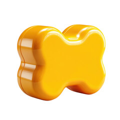 Bright yellow bone-shaped dog toy made of durable plastic with smooth rounded edges perfect for play and teething, lightweight and safe for pets