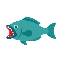 Cartoon fish with open mouth on black background