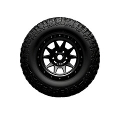 Obraz premium Off-road tire with rugged tread pattern and durable wheel designed for all terrain vehicles, suitable for trucks, SUVs, and off-road adventures