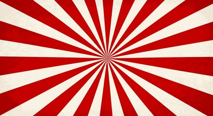 Dramatic red and white radial pattern with a vintage distressed texture evoking energy and motion.