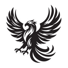 Black Color Eagle Silhouette Vector Illustration, Solid White Background. minimal vector design