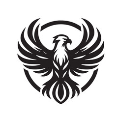 Black Color Eagle Silhouette Vector Illustration, Solid White Background. minimal vector design