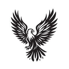 Black Color Eagle Silhouette Vector Illustration, Solid White Background. minimal vector design