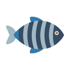 Cartoon Striped Fish with Round Eye Illustration
