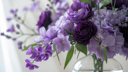Intricate arrangement of beautiful purple flowers in detail