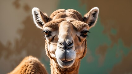 Obraz premium Detailed View of Camel's Face in Natural Surroundings