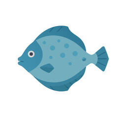 Simple vector blue fish with dots on black