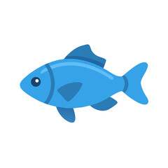 Isolated flat design blue fish illustration on black