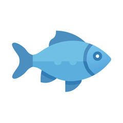 Flat stylized blue fish illustration on black background