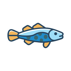 Cartoon fish illustration with blue and yellow design