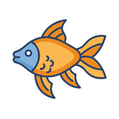 Orange and blue cartoon fish on black background